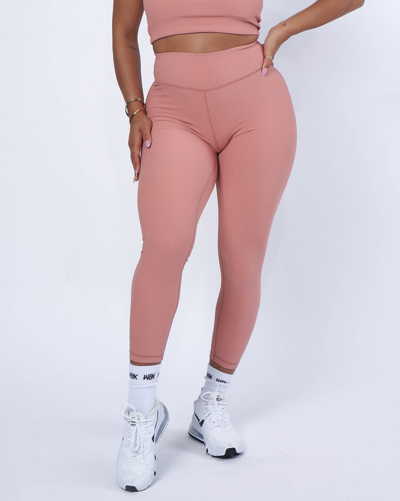 Women's New Mix aka New Fashion Brand 5 Waistband Solid Peach Skin Leggings.  - 5 Elastic Waistband - Full-Length - Inseam approximately 28 - One size  fits most 0-14 - 92% Polyester / 8% Spandex, 739001