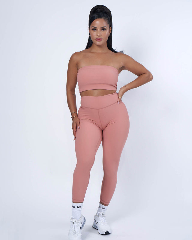 Buy Luxe Ribbed Leggings  PEACH by Workouts By Katya online - WBK FIT